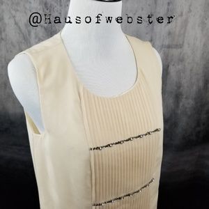 [J Crew] front pleated rhinestone sleeveless top